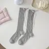 Calcetines Blancos Holgados con Lazo para Mujer, Calcetines Finos de Verano hasta la Mitad de la Pantorrilla, Calcetines Largos de Algodón Puro, Calcetines Altos de Estilo Miu para Ballet