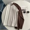 Camiseta de Manga Larga Raglán con Bloques de Color Cepillado Estilo Americano para Mujer, Otoño e Invierno, Corte Holgado, Adecuada para Usar en Capas o Sola, Top Base Cálido Ins