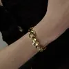Pulseira de Patchwork Plissado Estilo Ins Coreano Punho Aberto Dourada e Prateada Duas Cores Folha Irregular Joia de Mão Direto da Fábrica de Origem