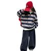 Conjunto de Sudadera de Manga Larga a Rayas con Cuello Redondo de Moda Japonesa para Niñas Mayores, Nuevo Conjunto de Dos Piezas a Rayas con Bloques de Color Holgado para Primavera y Otoño