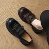 Mocasines de plataforma estilo británico retro para mujer, nueva colección otoño/invierno 2026, zapatos sin cordones con tacón grueso, punta redonda y diseño de patchwork
