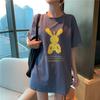Nuevas Camisetas de Verano con Estampado de Dibujos Animados de Manga Corta para Mujer, Tendencia Estilo Coreano Celebridad de Internet Estilo Holgado de Longitud Media Camisetas