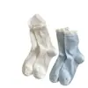 Calcetines Finos Calados de Primavera y Verano, Calcetines Holgados Estilo Japonés, Calcetines con Borde de Encaje de Burbujas, Calcetines de Media Pantorrilla Estilo Ballet con Lazo
