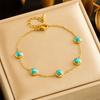 Conjunto de joyería de acero inoxidable con pendientes, pulseras y collares redondos de turquesa azul versátiles, estilo retro transfronterizo europeo y americano.