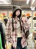 Camisa a cuadros para mujer, nueva colección primavera 2025, estilo coreano, moda para chicas de baja estatura, estilo retro, manga larga, chaqueta informal.