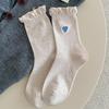 Nuevos Calcetines Holgados de Encaje para Otoño e Invierno con Bordado de Corazón, Calcetines de Media Pantorrilla al por Mayor, Calcetines Sueltos para Maternidad, Calcetines de Algodón Sin Costuras al por Mayor