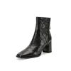 Talla Talla Reembolsable Texturizable Piel de Oveja Entera Commuter Botines Delgados de Tacón Alto Invierno 2024 Tacón Grueso Punta Cuadrada Botines de Cuero para Mujer