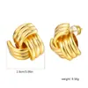 Pendientes de botón de moda transfronteriza de oro de 18 quilates s925, pendientes de tubo de cobre en forma de cruz, pendientes de moda para mujer, estilo frío, pendientes de comercio exterior en stock