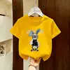 Camiseta de Moda para Niños Estilo Americano Fresca Ins con Estampado, Nueva de Verano Ajuste Holgado Versátil Manga Corta de Algodón Puro para Niños Mayores
