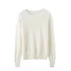 Suéter Base de Cachemira para Mujer, Cuello Redondo, Nuevo para Primavera y Otoño 2026, Corte Holgado, Estilo Suave, Rejuvenecedor, Manga Larga, Suéter Corto