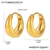Duoduo de Arroz ins Lujo Ligero Textil Pulido Alto Pendientes Dorados Hebilla de Oreja Joyería Acero Inoxidable Chapado Color Oro 18K