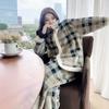Pijama de Cachemira Compuesta a Cuadros Engrosado para Mujer Invierno Nuevo Estilo Cálido con Forro de Polar Moda Casual Traje para el Hogar para Usar Afuera