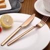 Cuchillo y tenedor de acero inoxidable, acero inoxidable engrosado, chapado en titanio, vajilla occidental al por mayor, cuchillo, tenedor, cuchara, cucharadita de café, logo grabado