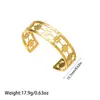 Pulsera de Acero Inoxidable Chapado en Oro de 18K de Estilo Nuevo Europeo y Americano que Conserva el Color para Mujer, Pulsera Abierta de Acero de Titanio con Diseño de Flor y Hoja de Gama Alta