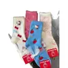 Calcetines de dibujos animados lindos para otoño e invierno, calcetines de felpa cálidos y gruesos, calcetines holgados de Hello Kitty dulces, hasta la pantorrilla