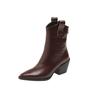 Yingmeier Shallow Mouth 2022 Outono e Inverno Botas Curtas Botas Femininas Tamanho Grande 40-45 Tamanho Pontiagudo Botas Martin Botas de Cano Baixo