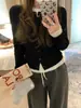 Tejido de Punto Falso de Dos Piezas de Lana para Mujer Otoño Invierno 2026 Nuevo Diseño con Sentido Patchwork Suéter de Manga Larga