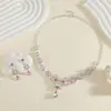 Set de Collar y Pendientes de Novia de Venta Caliente Transfronterizo, Joyería de Boda, Accesorios para Vestido de Noche Incrustados de Diamantes, Venta Directa