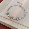 Pulseira Quadrada Oval Gota d'Água de Zircônia Colorida Moda Luxo Leve Sensação de Alto Padrão Pulseira Doce para Namorada Versátil