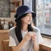 Sombrero de pescador con lazo estilo mezclilla retro para mujer, adecuado para uso casual al aire libre, versátil, adelgazante de rostro, protector solar, sombrero tipo cubo dulce estilo coreano