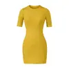 Vestido Redondo de Manga Media Estilo Puro Deseo 2025 Nuevo de Primavera Color Sólido Simple Ajustado Bodycon Corto Chica Atrevida para Mujer