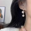 Aretes de Pin de Plata S925 Retro Francés Sensación de Alta Gama Aretes de Circonita de Dos Perlas para Mujer 2025 Nuevas Explosiones