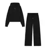 Conjunto de moletom com capuz de tecido dupla face + calça flare, moda feminina europeia e americana transfronteiriça, popular no AliExpress, moderno e casual