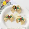 Serie Navideña Lazos de Campana, Decoraciones para Árbol de Navidad, Adornos para Zapatos y Calcetines, Materiales de Cinta de Seda Dorada, Accesorios, Lazos Festivos