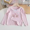 Camiseta de Primavera para Niñas 2026 Nueva Elegante Moda de Primavera y Otoño Versátil Lindo Oso Top para Niñas Pequeñas