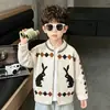Cárdigan de punto para niño de primavera y otoño, prenda exterior de punto casual estilo coreano para niños, adecuado para niños pequeños y mayores