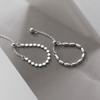 S925 Sterling Silver Sparkling Pig Nose Round Silver Bean Ring Korean Niche Stacked Chain Ring R00853