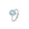 Collar y Anillo Ojos Azul Cristal S925 Plata de Ley Incrustado con Granate Natural Topacio Conjunto de Joyería de Piedras Preciosas de Color Lujo Ligero para Mujer