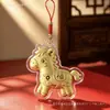Chaveiro de ouro 999 puro "Fique Rico Logo", pingente de cavalo do zodíaco com fio vermelho, presente promocional feito sob medida para eventos corporativos
