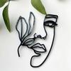 Tarjeta de mujer con arte de figura minimalista de acrílico con línea de cara simple y cara transfronteriza