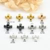 Color conservante negro plomo oro 18K cruz cuenta de circonita espaciador de cuatro esquinas diy accesorios para collar pulsera de perlas