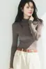 Suéter de Hilo Yangzi de 60 Hilos 100% Lana para Mujer, Estilo Otoño e Invierno, Suave Top Básico de Punto sin Costuras de Cuello Semialto para Mujer