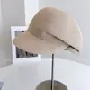 Chapéu Equestre de Aba Dupla Estilo Chanel para Mulheres, Chapéu de Palha com Proteção Solar para o Verão, Boina Plissada para o Dia a Dia com Aba Macia
