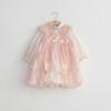 Primavera/Verano 2023 Nueva Falda Corta para Niñas de Manga Larga Hanfu Estilo Chino Falda de Traje Antiguo Bordada Linda