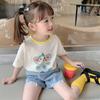 Ropa para Niños Camiseta de Manga Corta para Niñas 2022 Verano Nuevo Estilo Ropa de Verano para Niños Camiseta Básica de Media Manga de Moda Algodón Trbottomy