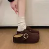 Zapatos Retro Antideslizantes de Suela Gruesa Semiabiertos para Mujer, Uso en Exteriores, Nuevo Estilo Primavera/Otoño 2026, Aumentan la Altura para Personas Bajas, Suela Suave, Pantuflas de Punta Cerrada