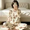 Pijama de Manga Larga al por Mayor para Mujer, Estilo Delgado de Primavera y Otoño, Ropa de Casa de Estilo Juvenil para Verano, Trajes Lindos de Dibujos Animados para Estudiantes