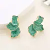 Pendientes de moda de alta gama Pendientes de flor de gota de aceite Mori temperamento lujo ligero pendientes de pétalo de hoja colorida femeninos