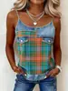 Moda Femenina para Exportación, Nuevo Top sin Mangas a Cuadros Casual de Verano, Camisola Pequeña, Vendido en Plataformas Independientes para Comercio Transfronterizo Europeo y Americano