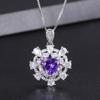 Colgante de Joyería en Forma de Corazón Tesoro Colorido Púrpura Rosa Amarillo Micro-Engaste Diamante Brillante Zirconia Collar Venta al Por Mayor Modelo para Mujer