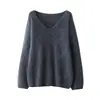 Conheça Outono e Inverno~2026 Camisa Básica Lisa de Lã com Gola V para o Dia a Dia de Outono Malha 100% Caxemira para Mulheres