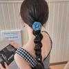 Cuerda para la Cabeza Trenza Burbuja Flor Azul Artefacto para Trenzar Cola de Caballo de Mujer Anillo para el Cabello de Línea Telefónica sin Marcas Cuerda para el Cabello de Tendón de Cuero Tocado
