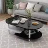 Mesa de centro oval moderna minimalista de camada dupla para sala de estar, apartamento pequeno, varanda de casa criativa e econômica, mesa de chá simples