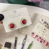 Nuevos pendientes pequeños y redondos de circonita distintiva con incrustaciones de diamantes, estilo japonés, combinables, coloridos, dulces y adelgazantes, para mujer, modernos.