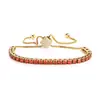 Pulsera de Acero Inoxidable con Diamantes y Circonita Roja de Filas Completas con Diseño de Cremallera para Mujer, Elegante Pulsera de Fiesta 3-5mm