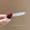 Elegante Pinza de Cocodrilo con Perlas y Lunares, Pinza Grande de Corazón Rojo para el Cabello, Pinza Ancola Hoja de Sauce Roja para Flequillo Lateral para Puestos Callejeros